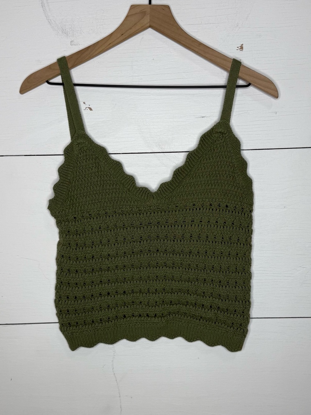 Streetwear Society • Olive Crochet Knit Camisole Top Size XL